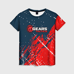 Женская футболка Gears of War - бела-красная текстура
