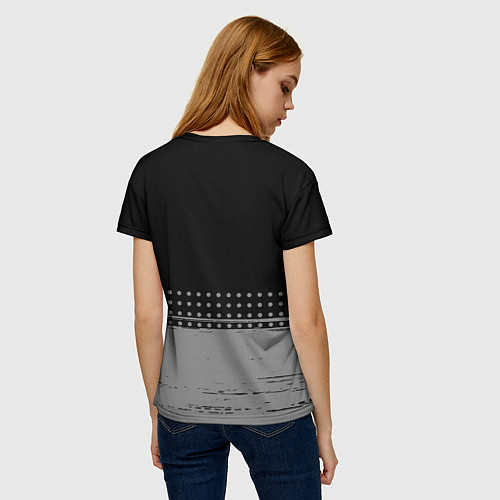 Женская футболка Строитель - в красной рамке на темном / 3D-принт – фото 4