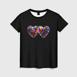 Женская футболка Два разноцветных сердечка