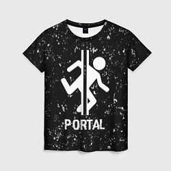Женская футболка Portal glitch на темном фоне