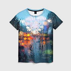 Женская футболка Город через дождевое стекло