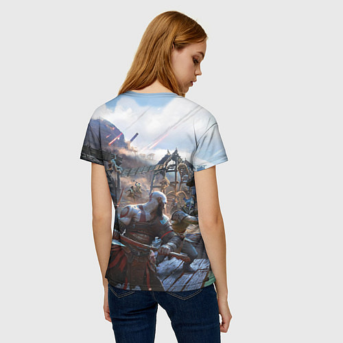 Женская футболка Кратос и Атрей против демонов GoW Ragnarok / 3D-принт – фото 4