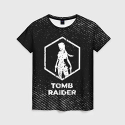 Женская футболка Tomb Raider с потертостями на темном фоне