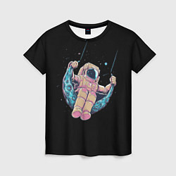 Женская футболка Астронавт качается на луне