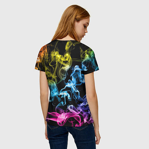 Женская футболка Эйфория в дыму / 3D-принт – фото 4