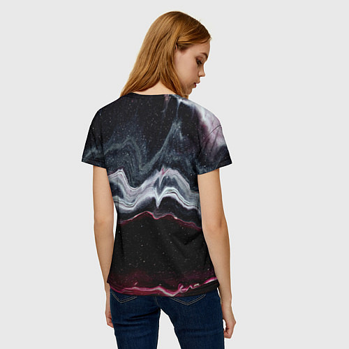 Женская футболка Волнообразные следы белого и красного песка / 3D-принт – фото 4