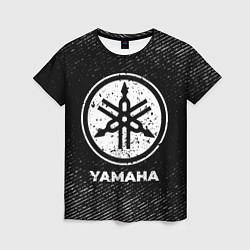 Женская футболка Yamaha с потертостями на темном фоне