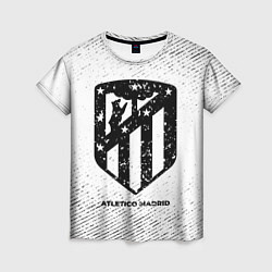 Женская футболка Atletico Madrid с потертостями на светлом фоне