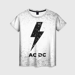 Женская футболка AC DC с потертостями на светлом фоне