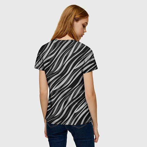 Женская футболка Полосатый черно-серый узор Зебра / 3D-принт – фото 4