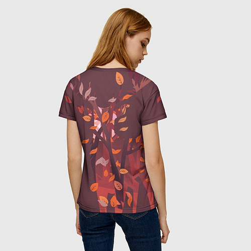 Женская футболка Осенний олень с птицей / 3D-принт – фото 4