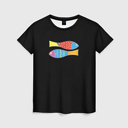 Женская футболка Цветные рыбки знака зодиака