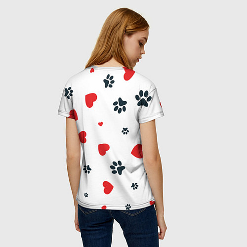 Женская футболка Сердца и лапы / 3D-принт – фото 4