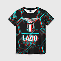 Женская футболка Lazio FC в стиле glitch на темном фоне