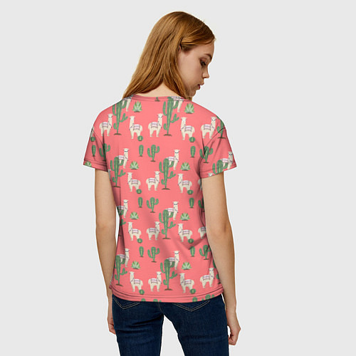 Женская футболка Три забавных альпака среди кактусов / 3D-принт – фото 4