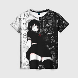 Женская футболка Девочка аниме - dead inside