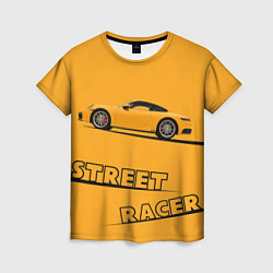 Женская футболка Желтая машинка street racer