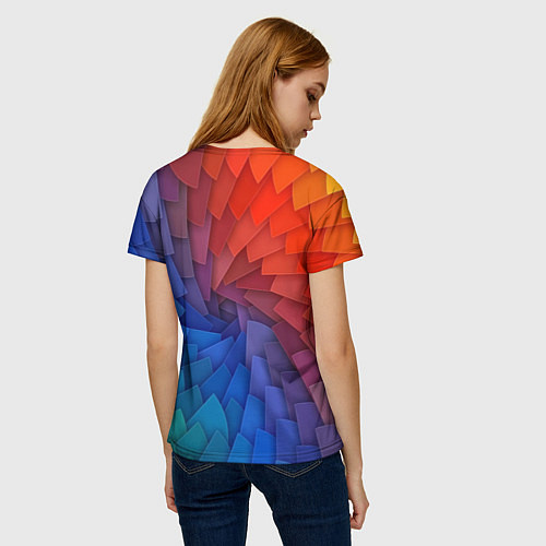 Женская футболка Листы цветной бумаги / 3D-принт – фото 4
