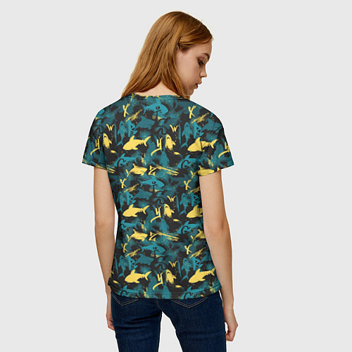 Женская футболка Акулы разноцветные / 3D-принт – фото 4