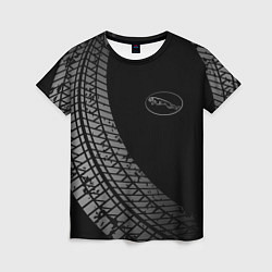 Женская футболка Jaguar tire tracks