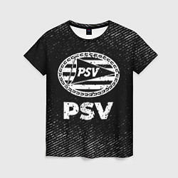 Женская футболка PSV с потертостями на темном фоне