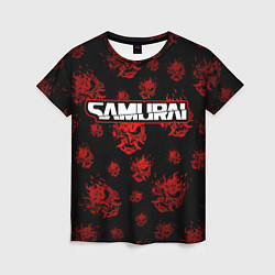 Женская футболка Samurai - Красный паттерн - Cyberpunk