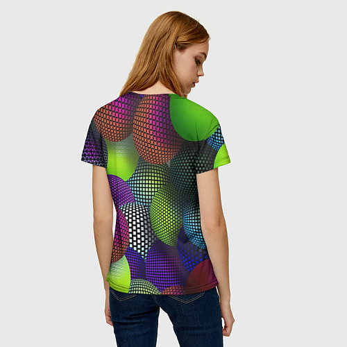 Женская футболка Трехмерные разноцветные шары / 3D-принт – фото 4