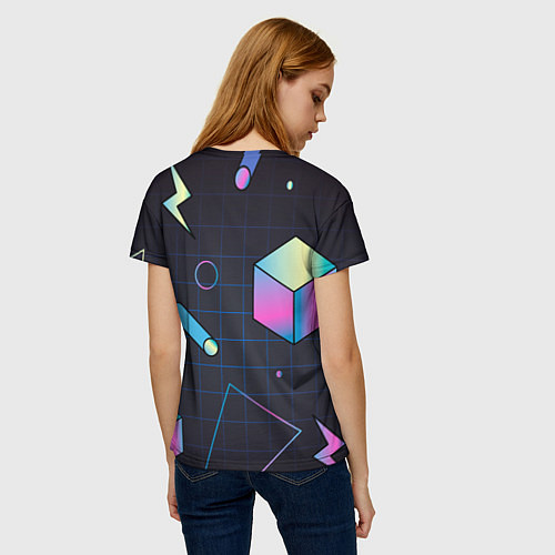 Женская футболка Геометрические фигуры на темном фоне / 3D-принт – фото 4