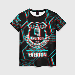 Женская футболка Everton FC в стиле glitch на темном фоне