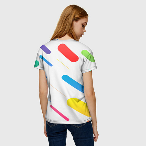Женская футболка Разноцветные круги и полосы / 3D-принт – фото 4