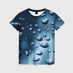 Женская футболка Капли воды на матовом стекле - текстура