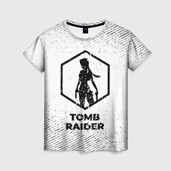 Женская футболка Tomb Raider с потертостями на светлом фоне