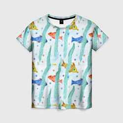Женская футболка Детский рисунок рыбки акварель