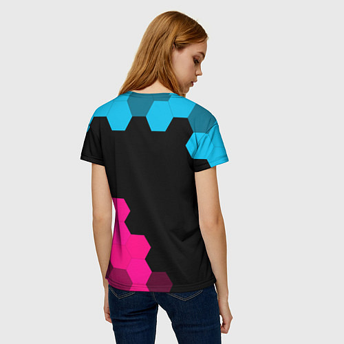 Женская футболка Zelda - neon gradient: надпись, символ / 3D-принт – фото 4