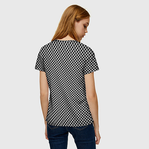 Женская футболка Абстрактная чёрно-белая мозаика / 3D-принт – фото 4