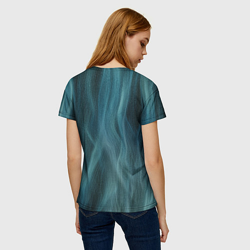 Женская футболка Прерывистый абстрактный синий дым во тьме / 3D-принт – фото 4