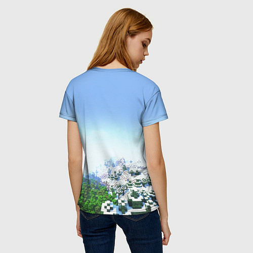 Женская футболка Зимний пейзаж - Майнкрафт / 3D-принт – фото 4