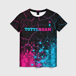 Женская футболка Tottenham - neon gradient: символ сверху