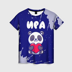 Женская футболка Ира панда с сердечком