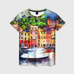 Женская футболка Картина красочный город
