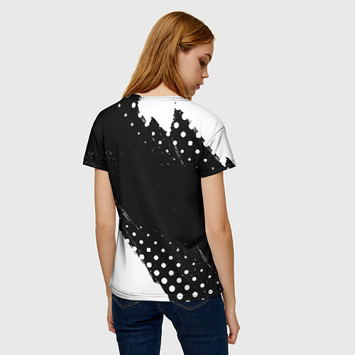Женская футболка Asking Alexandria и рок символ на темном фоне / 3D-принт – фото 4