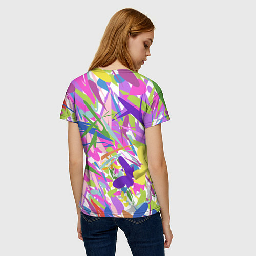 Женская футболка Сочные краски лета и бабочки / 3D-принт – фото 4