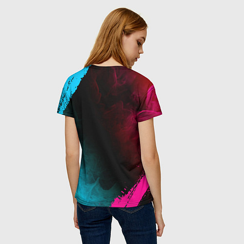 Женская футболка Daewoo - neon gradient / 3D-принт – фото 4