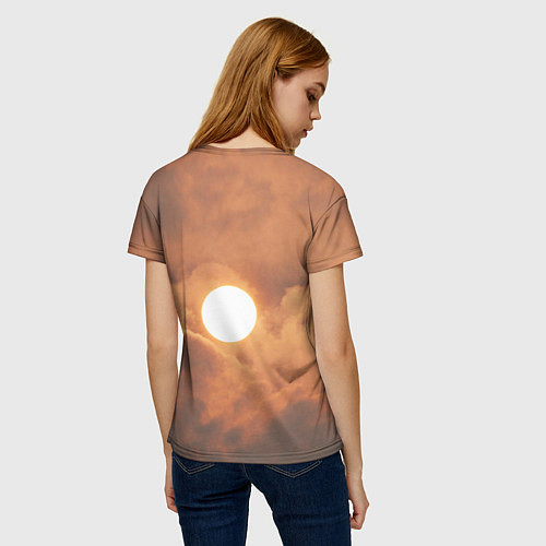 Женская футболка Бронзовое солнце / 3D-принт – фото 4