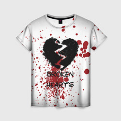 Женская футболка Разбитое черное сердце