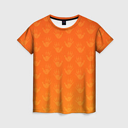 Женская футболка Лапки опоссума оранжевые