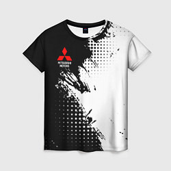 Женская футболка Mitsubishi - черно-белая абстракция