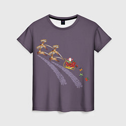 Женская футболка Санта клаус и олени