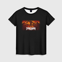 Женская футболка Человек-бензопила арт в стиле doom