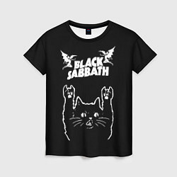 Женская футболка Black Sabbath рок кот